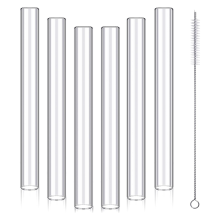6 Stück 4 Zoll klare Borosilikatglasröhren, 12 mm Außendurchmesser, 8 mm Innendurchmesser, 2 mm dicke Blasröhren mit Reinigungsbürste
