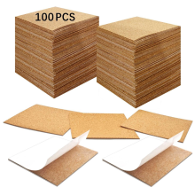 100 Stück selbstklebende Korken für Untersetzer, 10,2 x 10,2 cm große Untersetzerböden, selbstklebend, quadratische Pads mit Rückseite