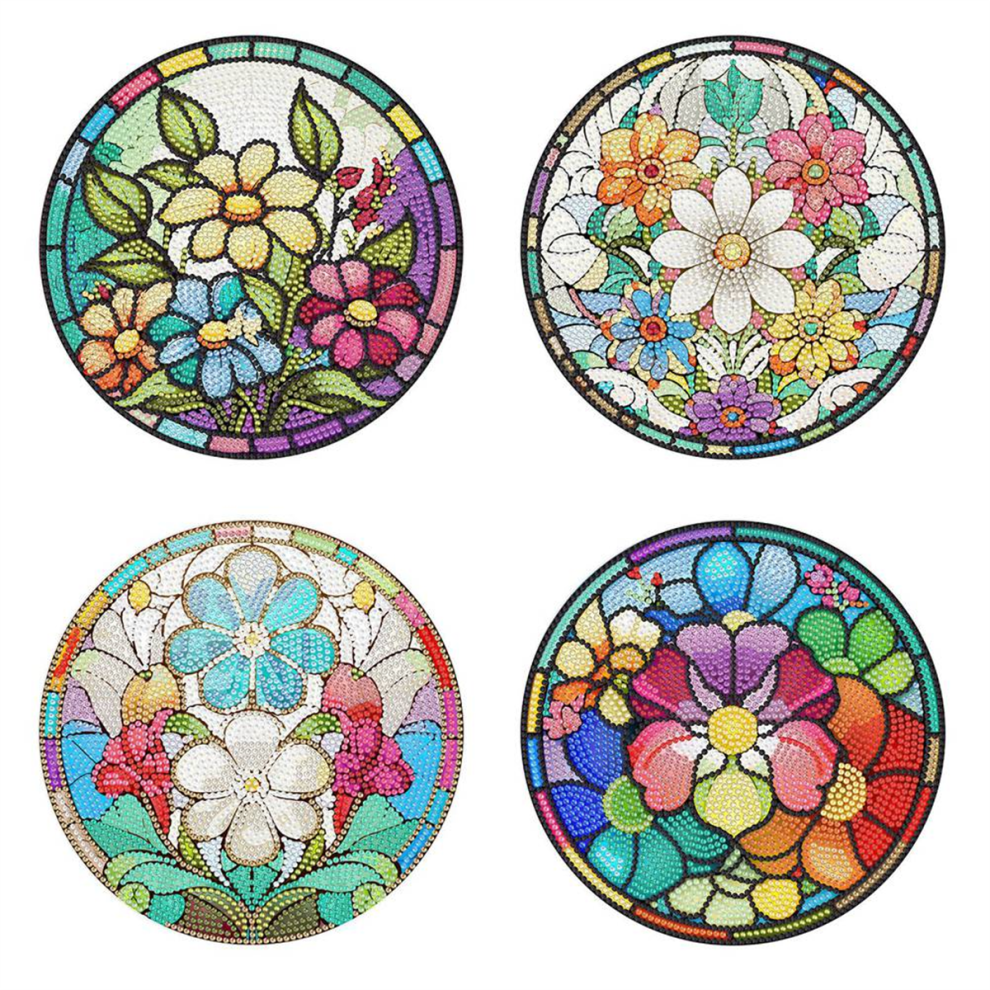 4 stuks DIY Diamond Art Painting Placemat Ronde antislip acryl tafelmatten voor decoratie B