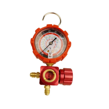 Air Condition Gauge for R410A R22 R134A R404A Refrigerants Manifold Manometer Valve with Visual Mirror 800Psi Red