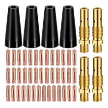 48Pcs Flux Core Gaslose Düse Tipps Kit KP1939-1 Schweißer Mig Kontaktieren Gas Diffusoren