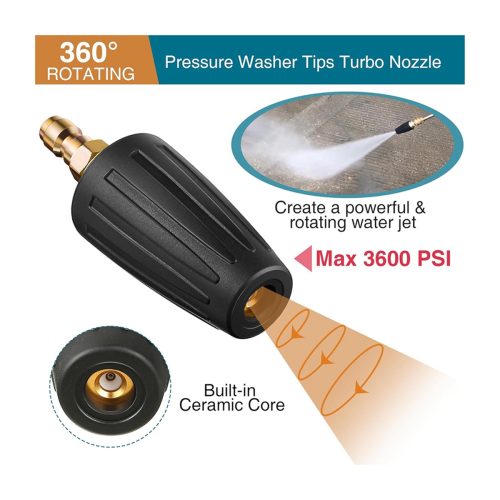 Pressure Washer Nozzle Set, 6-In-1 Quick Changeover and Rotating Tips 2