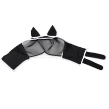 Maschera anti-mosche con orecchie, anti-zanzare e insetti, maschera comfort Ma Chao, maschera a forma di testa di cavallo, nera