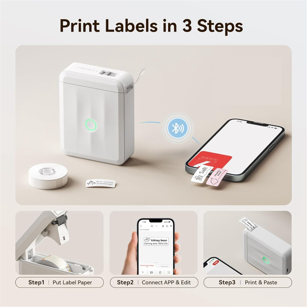 Etikettenmachine Met Tape, Mini Draagbare Bluetooth Thermische Printer, Sticker Voor Thuis, Kantoor En School-image
