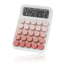 Mechanischer Desktop-Taschenrechner, Niedlicher Taschenrechner mit großen Tasten und 12-stelligem großem LCD-Display, Schreibtischzubehör,Pink