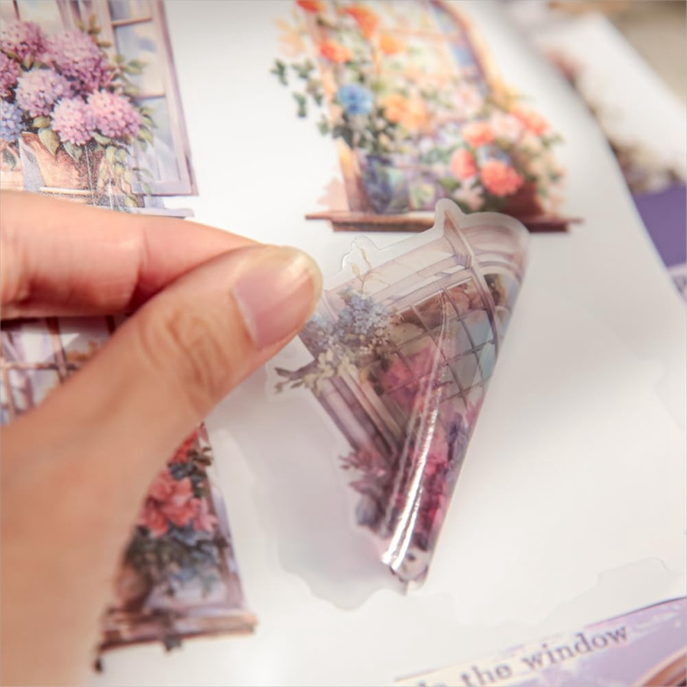 Voorgesneden stickerboek voor journaling, twee materialen, decoratieve frame-scrapbookstickers, 20 vellen, met raam