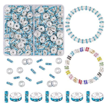 900 Stück 8 mm Abstandsperlen zum Basteln, 15 Farben, Rondell-Box, ausgefallener funkelnder Kristall-Strass