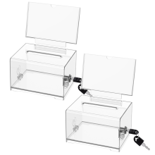 Transparente Spendenbox mit Schloss, 2er-Pack Wahlzettelhalter, Vorschlag für Spendensammlung, Abstimmung