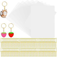 Schrumpffolien-Set, 25 Stück, große Folie mit 100 Schlüsselanhängern für Kinder (29,9 x 20,3 cm)