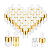 100 pezzi Mini flaconi contagocce in vetro trasparenti per oli essenziali, piccoli contenitori per campioni di gocce da 1 ml