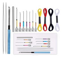 Embroidery Punch Needle Set 8pcs Stitching Needles with 4 Color Threads Knitting Art Handmade Sewing Tools