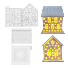 4 teile/satz 3D Haus Silikon Formen für Harz Beton Stern Kerzenhalter Form Geformt Dekoration Ornamente