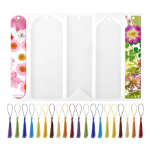 Silikon-Lesezeichen-Harzform-Set, 5 Formen mit 20 Quasten für DIY-Epoxidzubehör