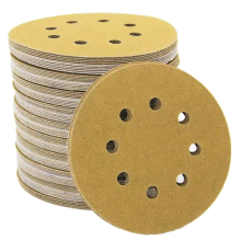 Lot de 100 disques abrasifs jaunes de 5 pouces, 8 trous, P120, auto-agrippants, en oxyde d'aluminium, pour le polissage, ponceuse orbitale aléatoire