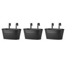 Vasi da fiori sospesi, vasi da parete in metallo e ferro per ringhiere, balconi, giardini, decorazioni per la casa (nero) 3 pezzi