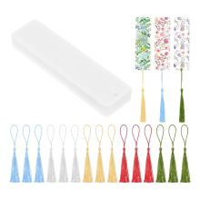 15 Stück leere Lesezeichen aus klarem Acryl mit Schnur zum Aufhängen, Schnur
