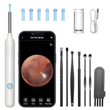 Oorsmeerverwijderaar, reinigingsset met 6 plectrums, otoscoopcamera (wit)
