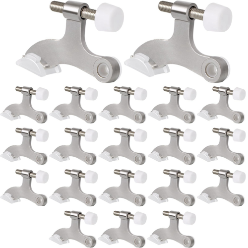 20pack Hinge Pin Door Stops Satin Brushed Stopper Adjustable Heavy Duty with Rubber Bumper Tips 1