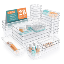 Opbergdoosset van doorzichtig plastic met lades, bureaulade, voor cosmetica, sieraden en keukengerei