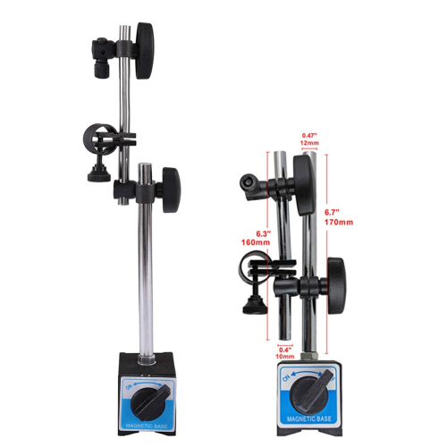 Dial Indicator with Magnetic Base Holder Fine Adjustable Long Arm 0-1 Inch Professional Gauge 0.001 2