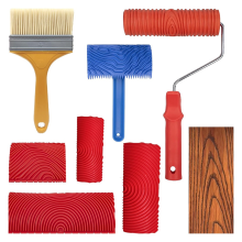 Set di 8 strumenti per venature del legno, vernice strutturata fai da te, rullo per pittura con motivo in gomma per decorazione artistica da parete