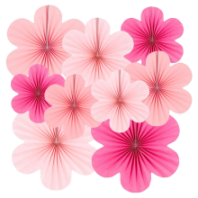 Rosa Papierfächer-Blumenset, Partydekorationen, Fächer, Blumenpompons und Girlanden für Hochzeiten, Geburtstage