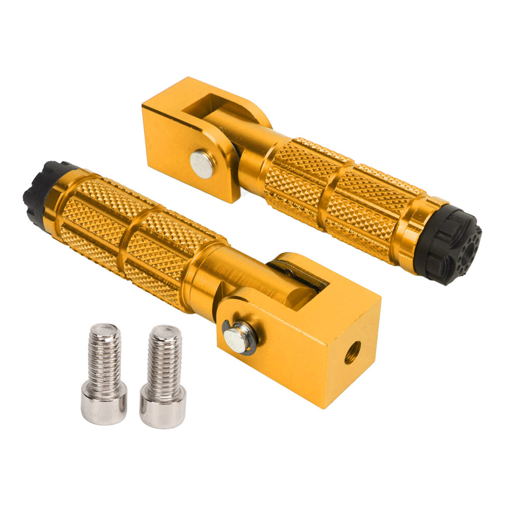 2Pcs Motorcycle Foldable Foot Pegs M8 Antislip Gold 9121376984563