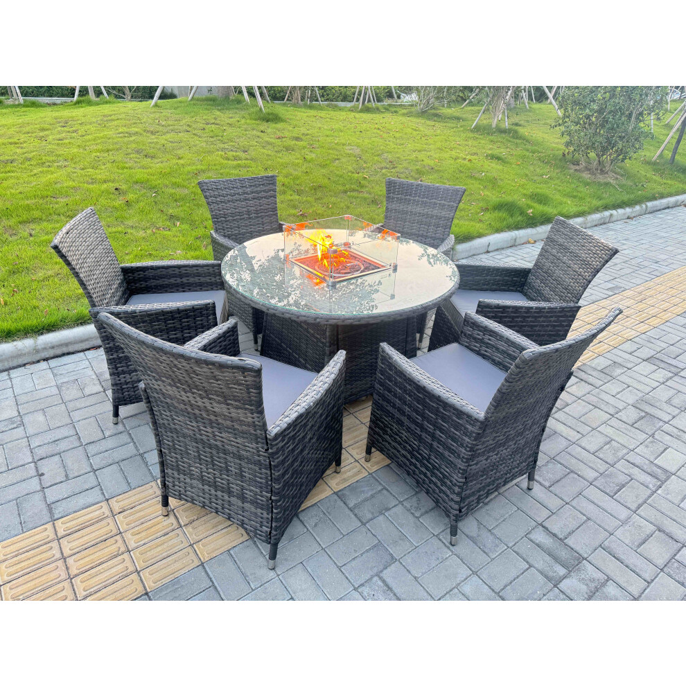 Shareway Trading Co Ltd Stylish Outdoor Grey Rattan Set With Firepit Table & Cushioned Chairs - 3 Options | Wowcher - Image 3