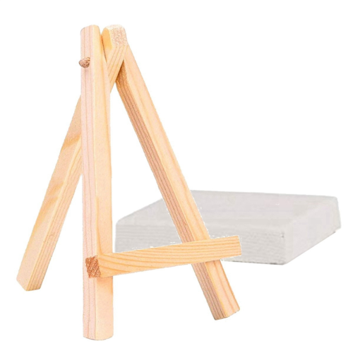 Conjunto de mini cavalete para artistas com 12 peças + mini tela de 3 polegadas x 3 polegadas para pintura 2