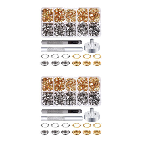 Kit de 100 œillets 1/4 pouce avec kit d'outils d'installation 3 pièces, 2 couleurs