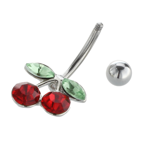 PIERCING NOMBRIL CERISE 361L ACIER CHIRURGICAL 1
