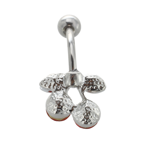 PIERCING NOMBRIL CERISE 361L ACIER CHIRURGICAL 2