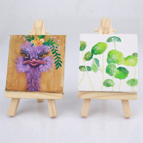 10 Sets Mini Display Easel With Canvas 8X8Cm Small Table Gift 2