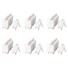 4 By 4 Inch Mini Canvas And 8 x 16cm Mini Wood Easel Set 12 Pack