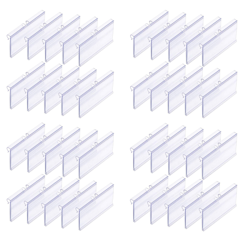 70PC 8X4.2cm Clear Plastic Label Holders Labels Clip for Storage Bins