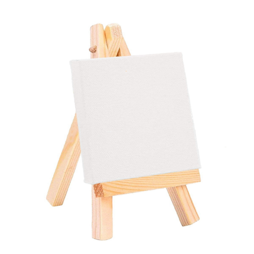 Conjunto de mini cavalete para artistas com 12 peças + mini tela de 3 polegadas x 3 polegadas para pintura 2