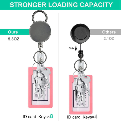 2 Pack Heavy Duty Retractable Badge Holder, for Name Card Keychain 2