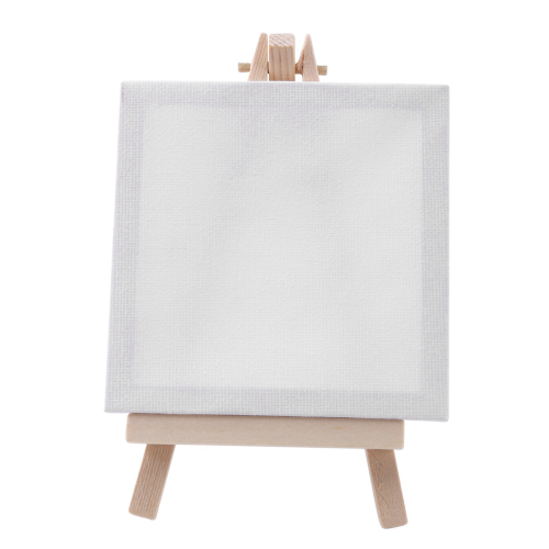Mini tela de 4 por 4 polegadas e mini cavalete de madeira de 8 x 16 cm, conjunto com 12 unidades 2