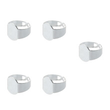 10 x Base de Anillo Ajustable Oval Baado Plata DIY 15 mm