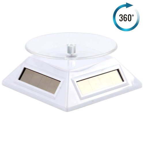White Solar/Battery Powered Rotating Stand Product Display 1