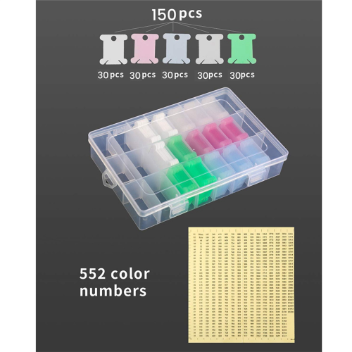 152Pcs Accessories Including Thread Bobbins Organizer Box and Sticker 1