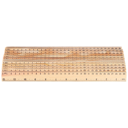 12 x Régua de medição de madeira, 2 escalas (12 polegadas e 30 cm) 2