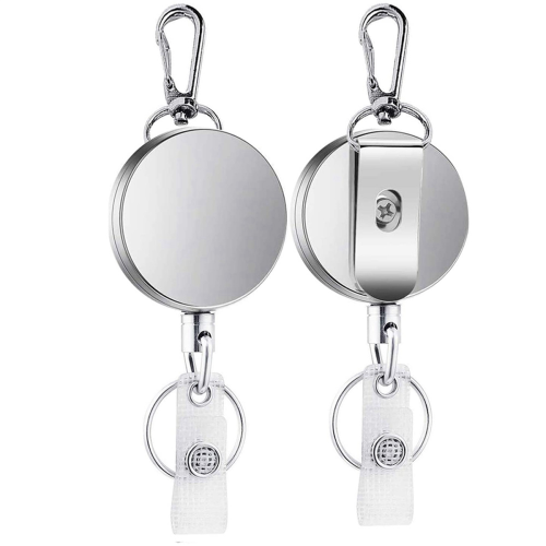 2Pcs Retractable Pull Key Ring ID Badge Lanyard Name Tag Card Clip 1