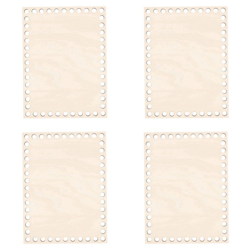 Cesta de madera natural de 7,8 x 5,9 pulgadas, rectangular, de ganchillo.