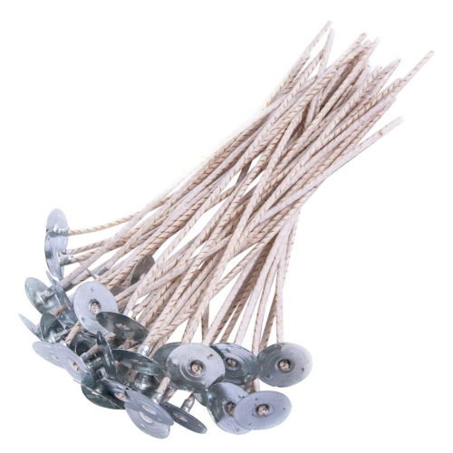100 pavios para velas de soja, pavio de vela pré-encerado de 8 polegadas com base 1