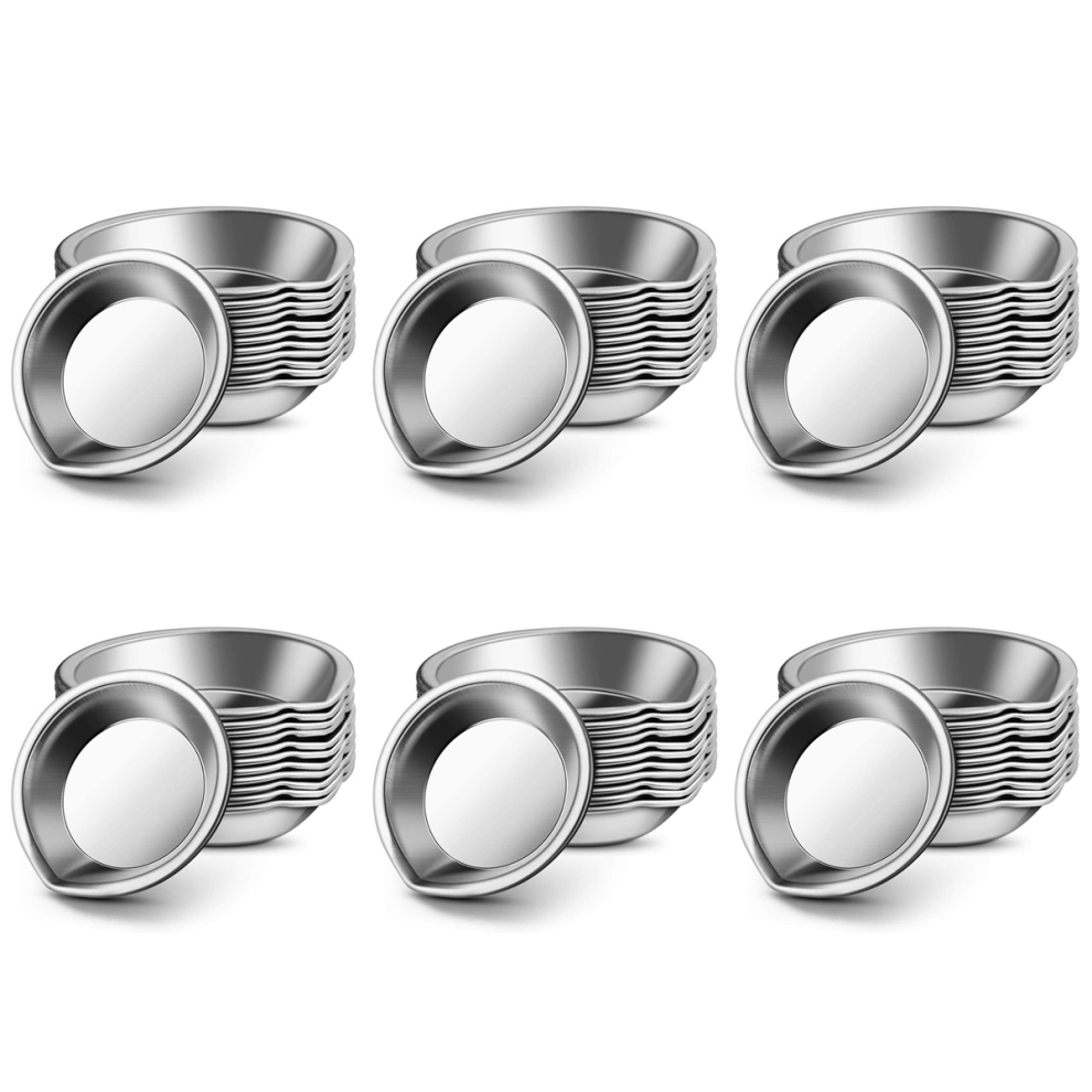 12 Stuks Make-Uppaletten Van Roestvrij Staal, Mini Ronde Verfbak Voor Kunstenaars-image