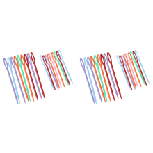 18 kpl muovisia käsinompelulangan parsinneuloja 9,3 cm; 7 cm kukin, 9 kpl