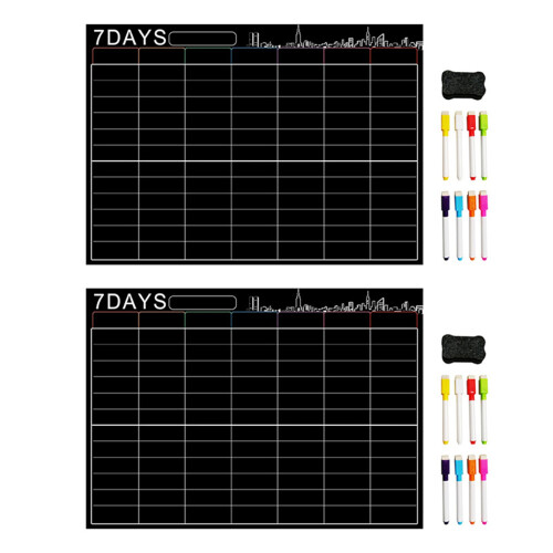 Conjunto de 2 calendários magnéticos de apagamento a seco, organizador de 16 x 12 polegadas, quadro branco