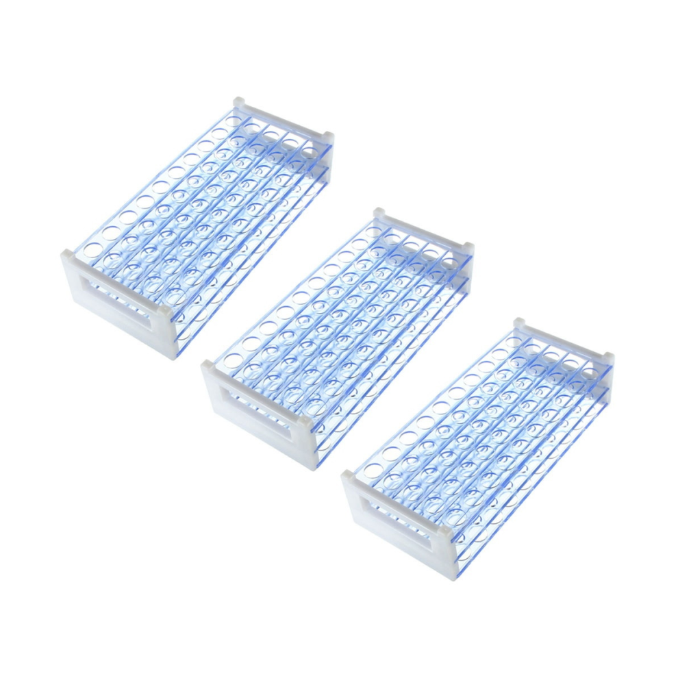 3X Portaprovette In Plastica Per Provette Da 12-13 Mm, 50 Posizioni Dei Fori-image