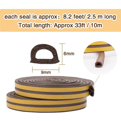 2 Roll EVA Seal Strip Foam Tape D Type 10M Doors Seal Strips 1